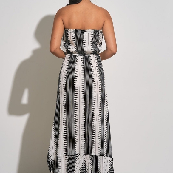 Strapless Boho fitted Maxi Black & White Como - Picture 3 of 4